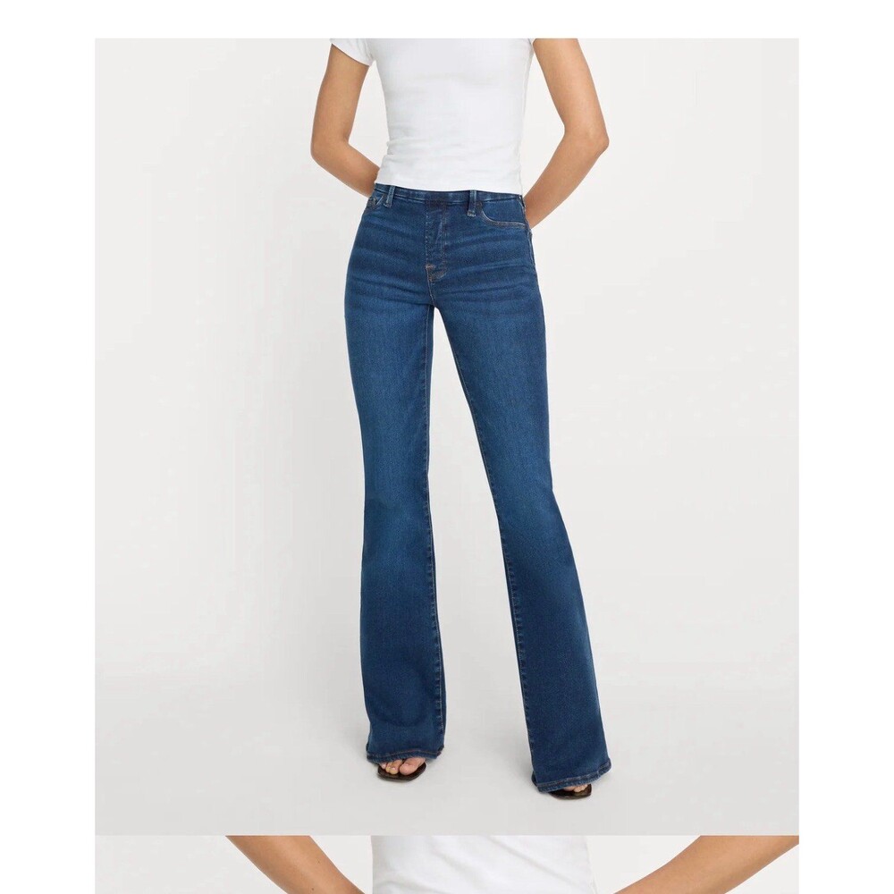 Good American Pull On Indigo Flare Jeans Sz L